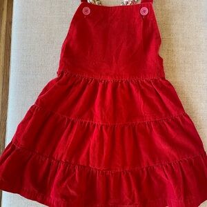 Mini Boden Red Kids Tiered Skirt Overalls
